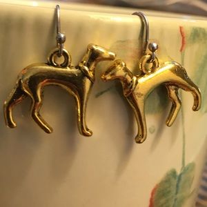 Doberman / greyhound/ whippet dangle earrings